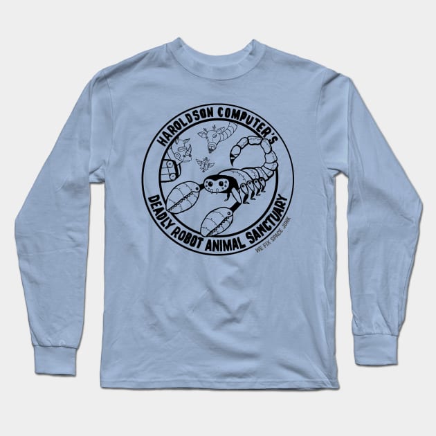 Haroldson Computer's Deadly Robot Animal Sanctuary Long Sleeve T-Shirt by Battle Bird Productions